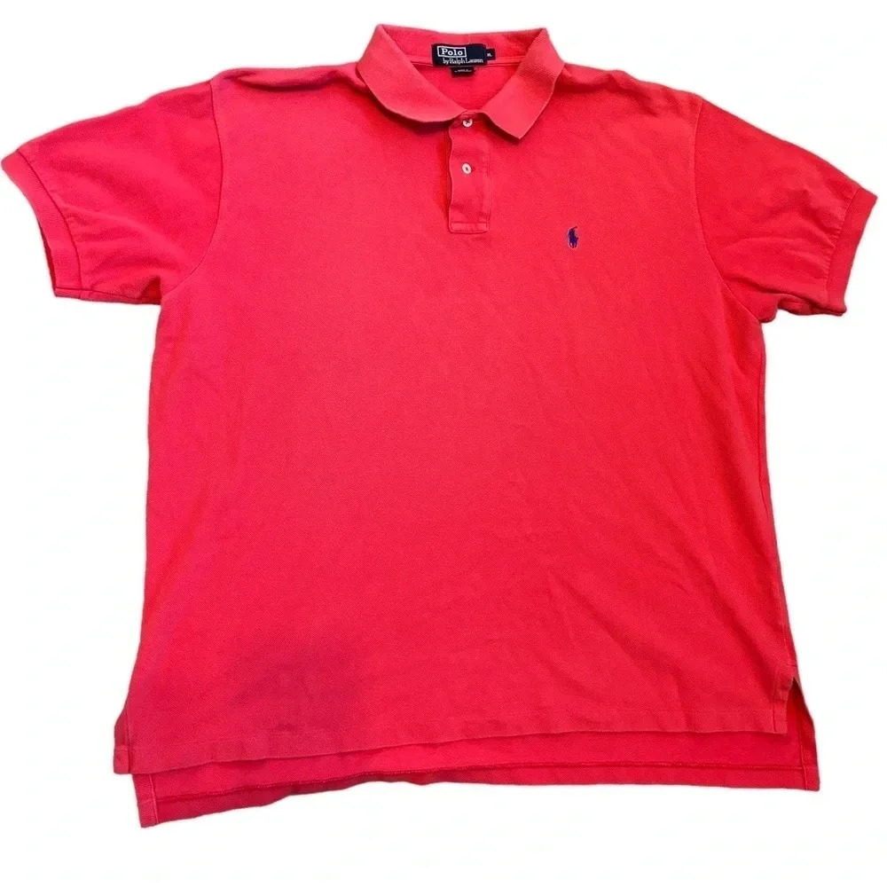 Polo Ralph Lauren Men's Red Watermelon Short Sleeve 2 Button Polo Shirt Size XL